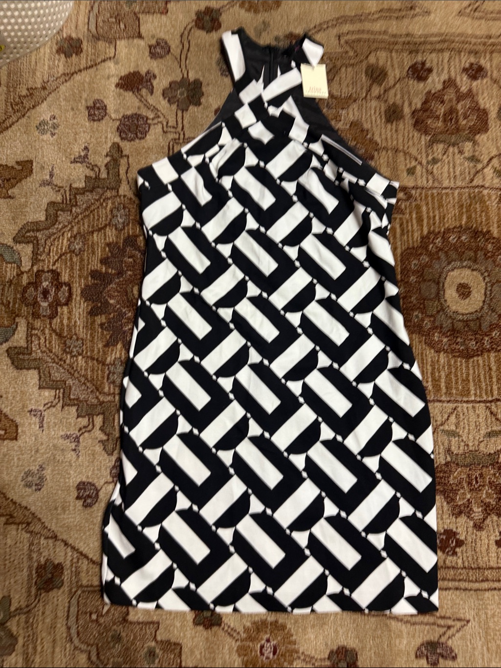 Nwt Trina By Trina Turk Black White Geometric Halter Dress 8